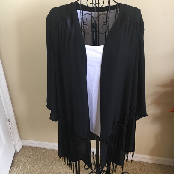 Chico's Jackets & Blazers - CHICOS Lightweight Fringe jacket in Black.